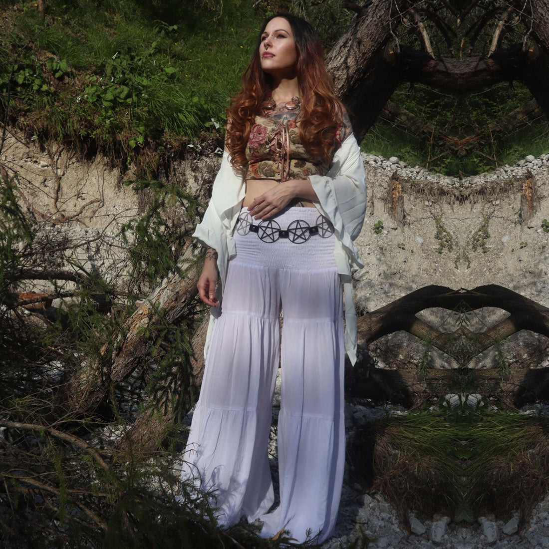 Zoie Smocked Waist Palazzo Ruffle Pants