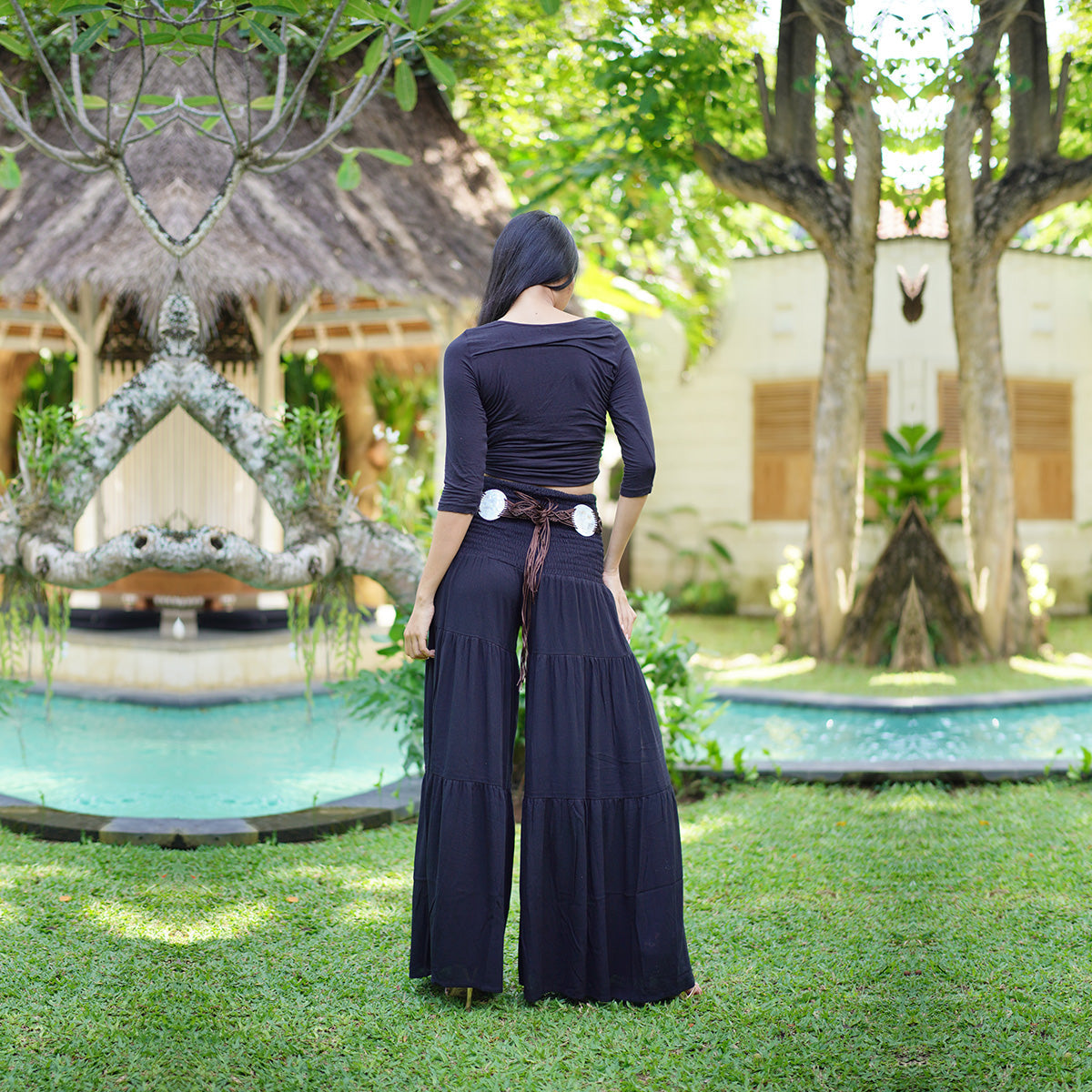 Zoie Smocked Waist Palazzo Ruffle Pants