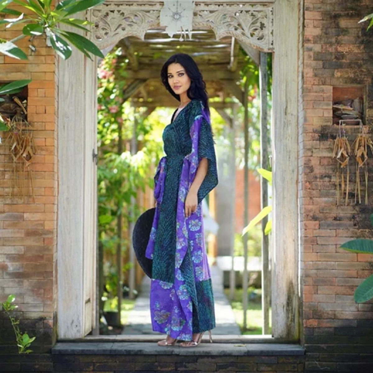 Kyleigh Boho Bali Batik Caftan Maxi Dress