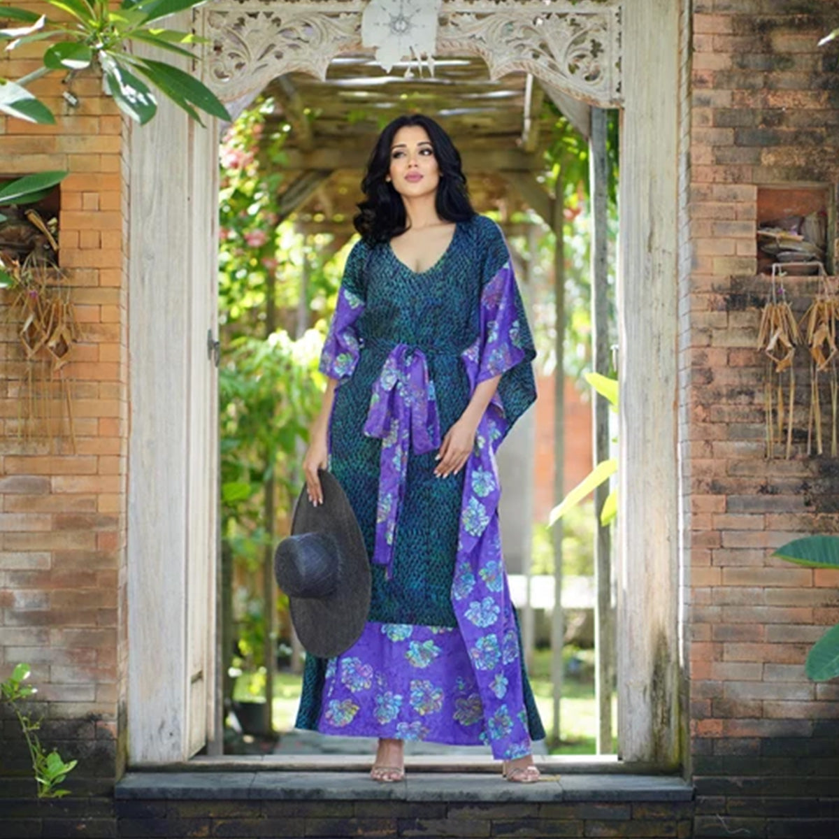 Kyleigh Boho Bali Batik Caftan Maxi Dress