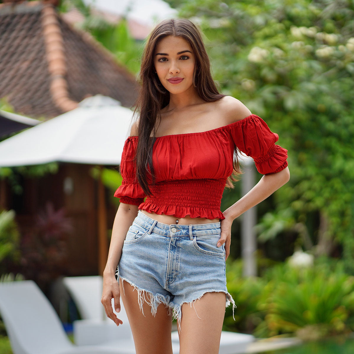 Katie Bohemian Sexy Crop Blouse Top