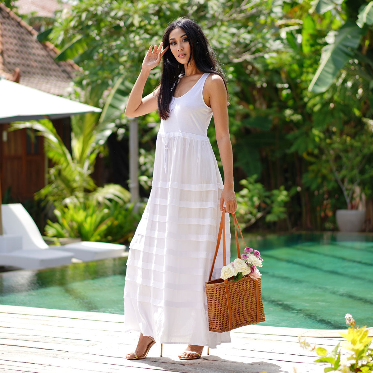 Aniya Baby Doll Bohemian Pleated Maxi Dress