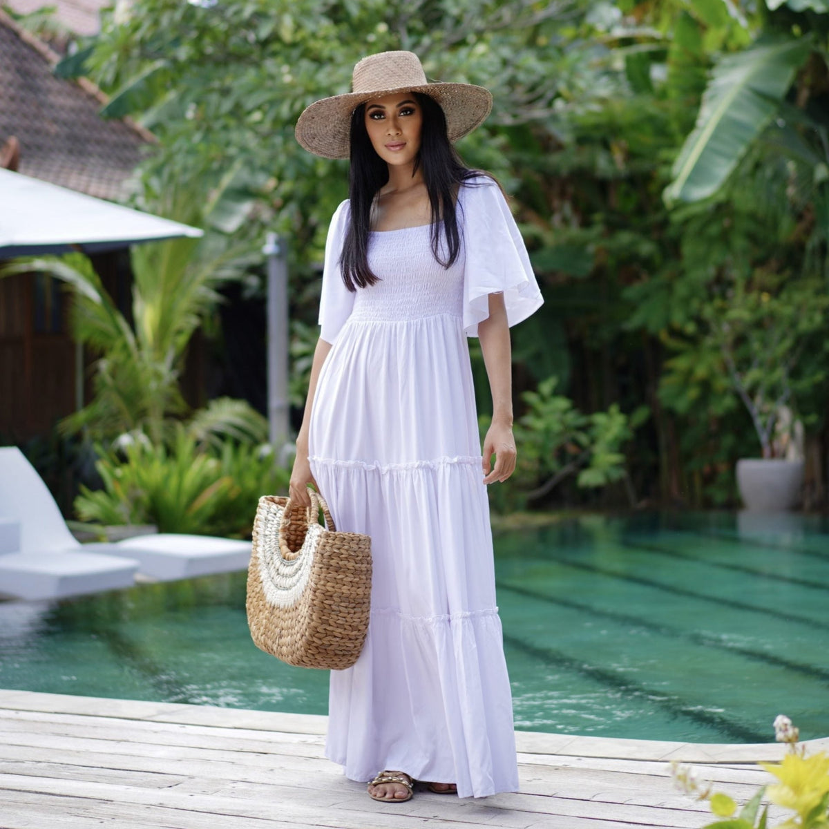 Jaylee Smocked Bodice Boho Maxi Dress