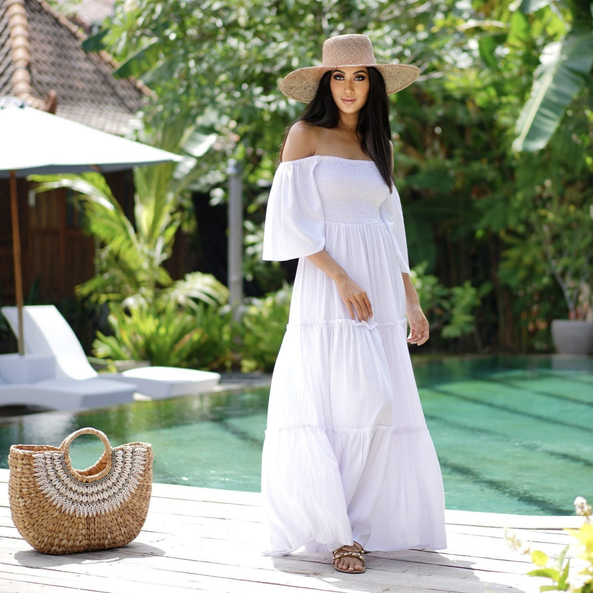 Jaylee Smocked Bodice Boho Maxi Dress