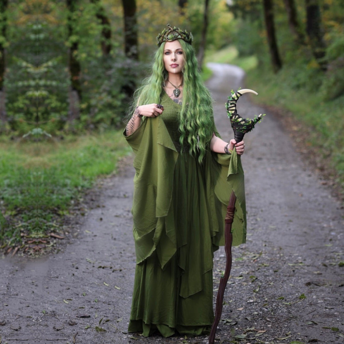 Keyla Renaissance Lace Up Smocked Goddess Maxi Dress