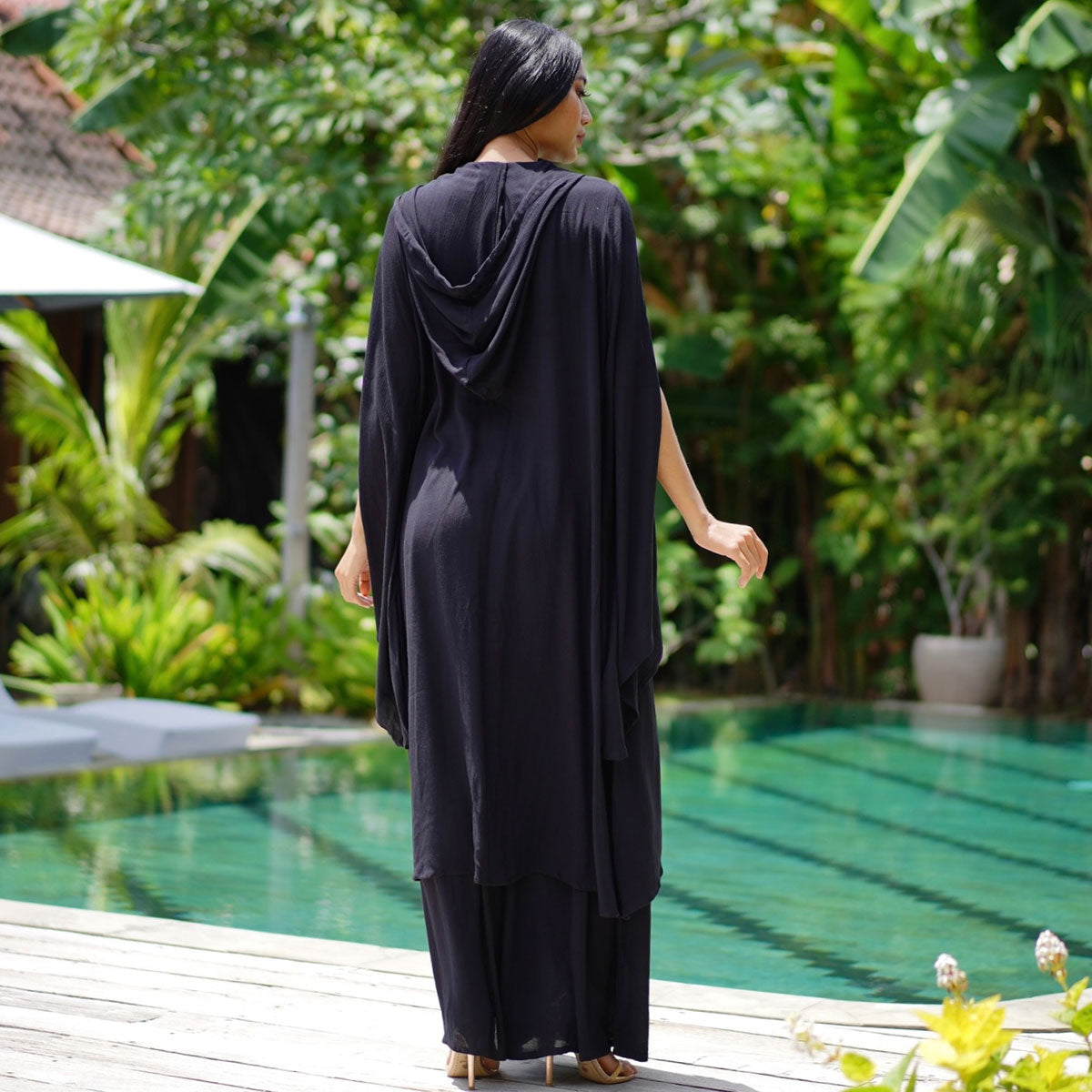 Aisha CottageGoth Palazzo Pant and Hooded Long Blouse Outfit