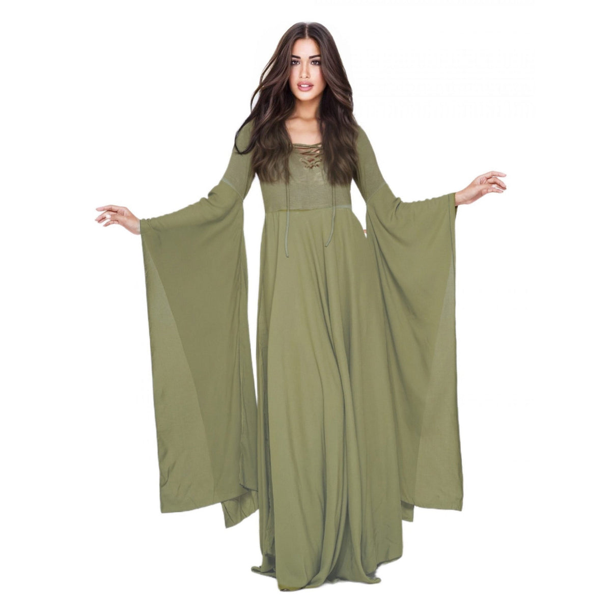 Emely Flowing Sleeve Lace Up Ties Renaissance Maxi Dress
