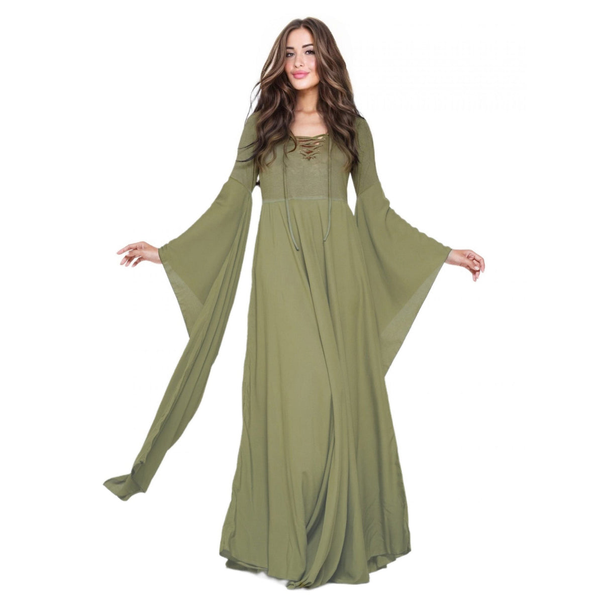 Emely Flowing Sleeve Lace Up Ties Renaissance Maxi Dress