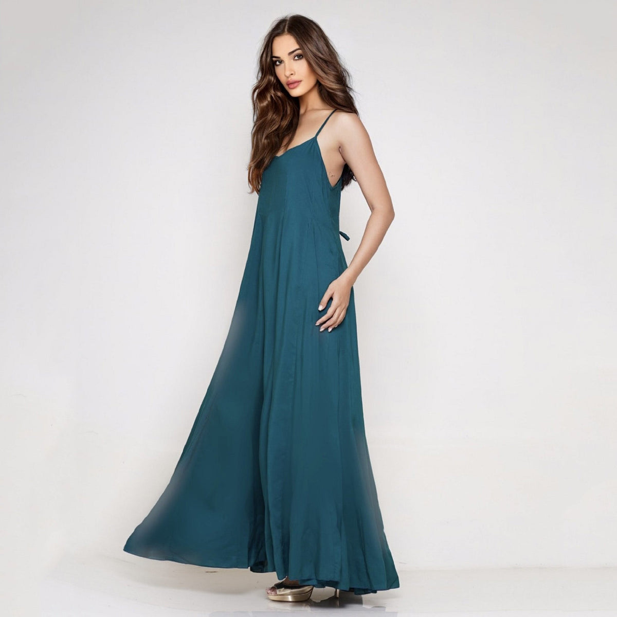 Maliyah Spaghetti Strap A Line Vintage Maxi Dress