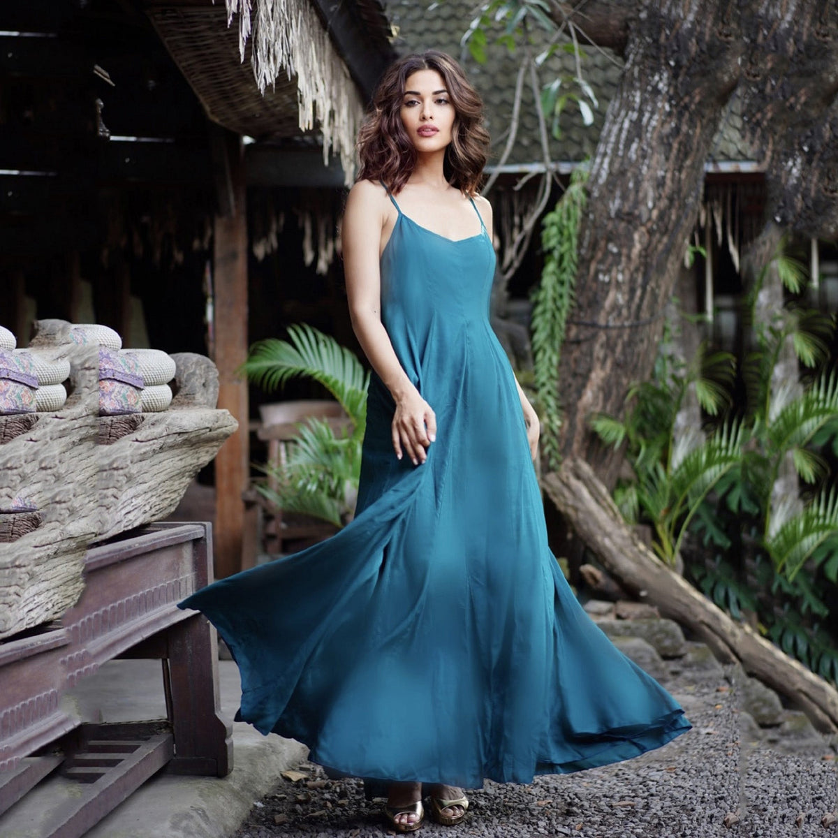 Maliyah Spaghetti Strap A Line Vintage Maxi Dress