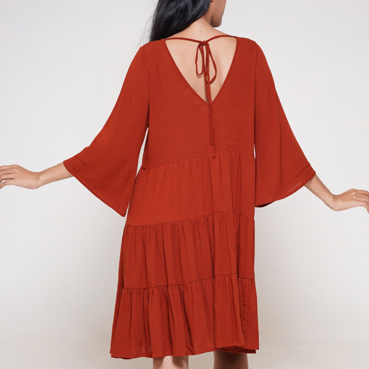 Alondra Bohemian 3/4 Bell Sleeve Baby Doll Short Dress