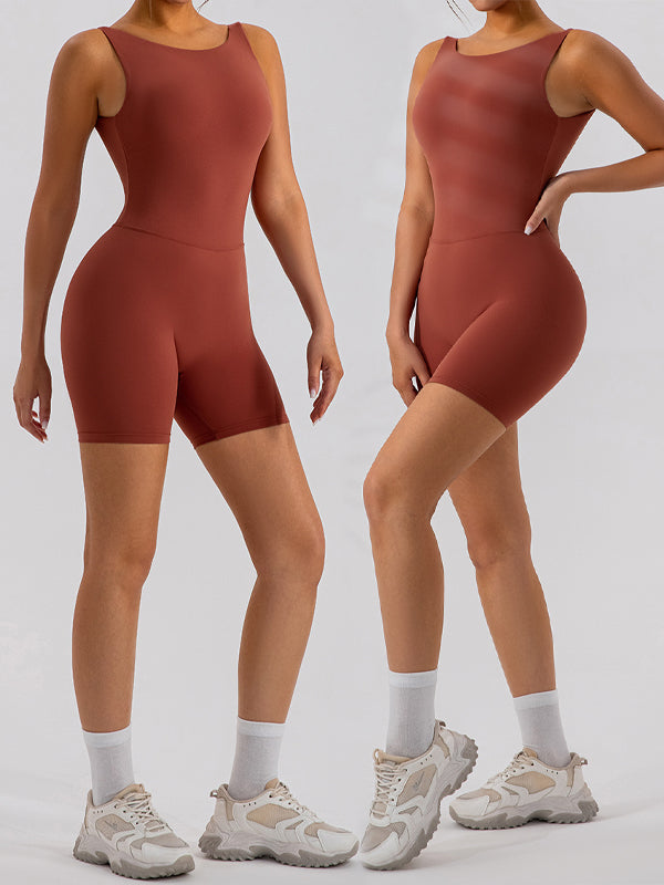 Hollow Out U Back High-Support Scrunch Bum Romper