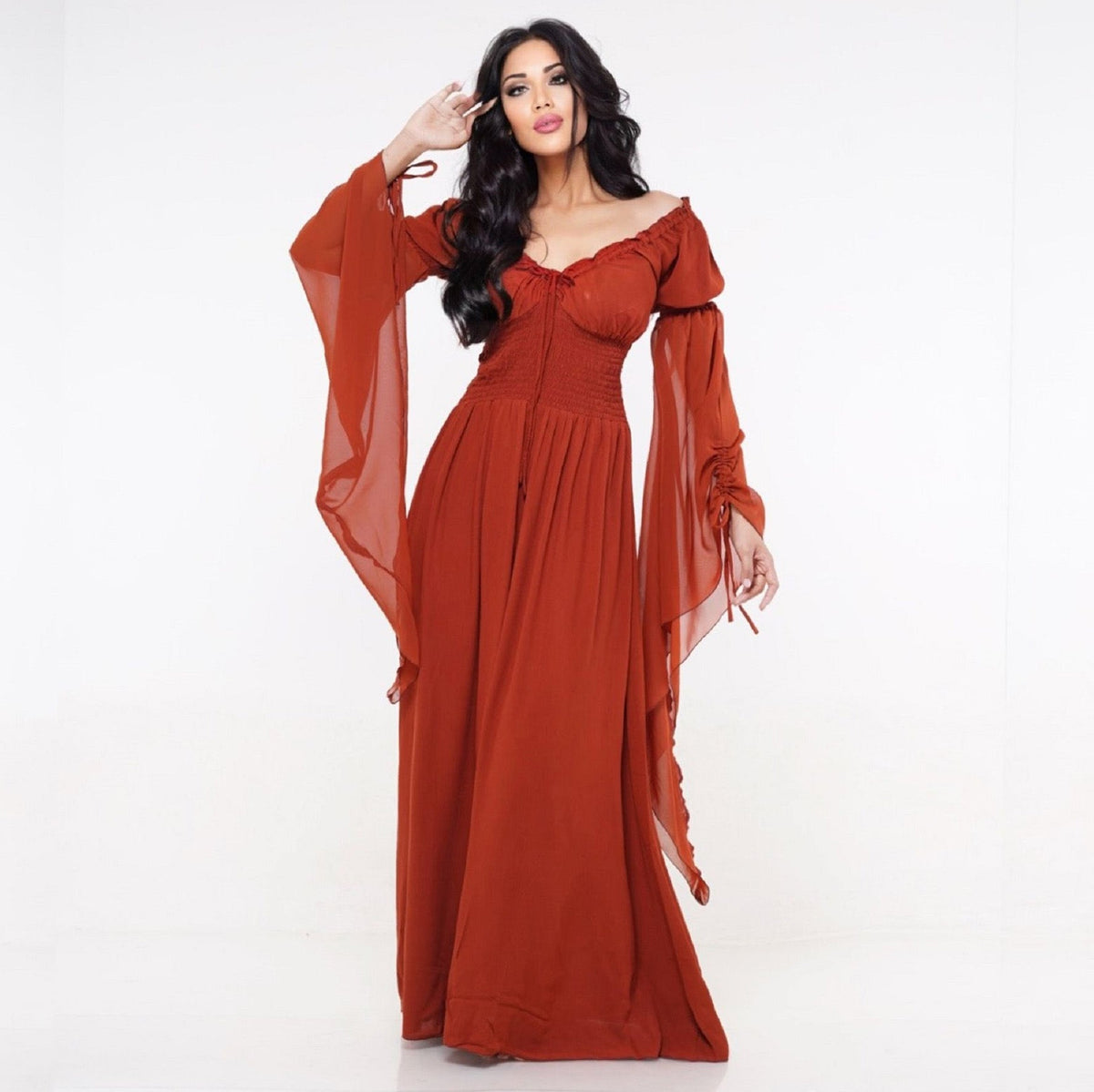 Helena Renaissance Flowing Sleeve Romantic Maxi Dress