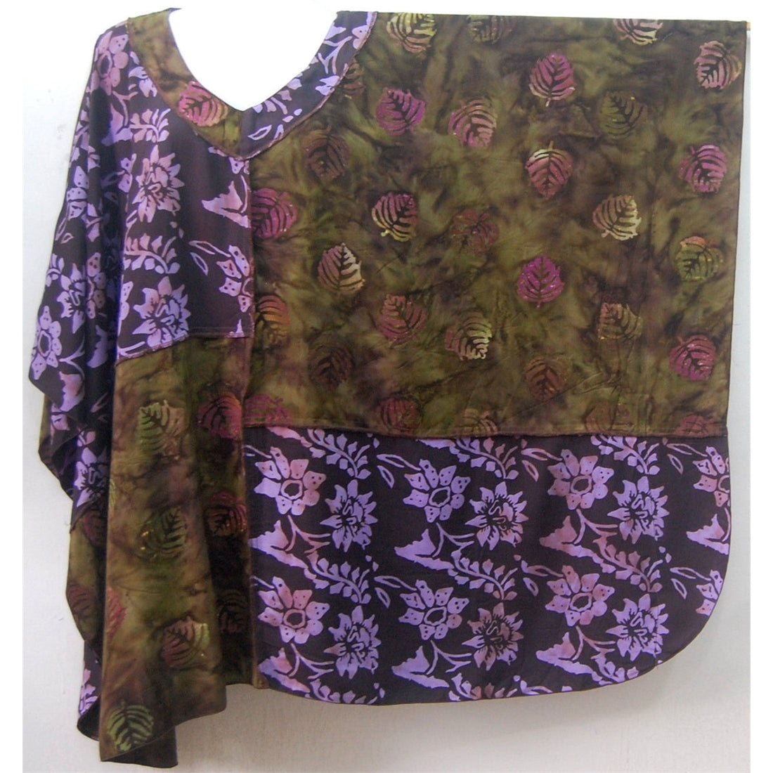 Addilynn V-Neck Bohemian Art Batik Patch Poncho Shirt