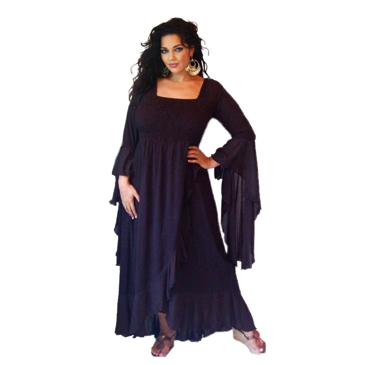 Ariya Ruffle Wrap Dress with Waterfall Sleeves