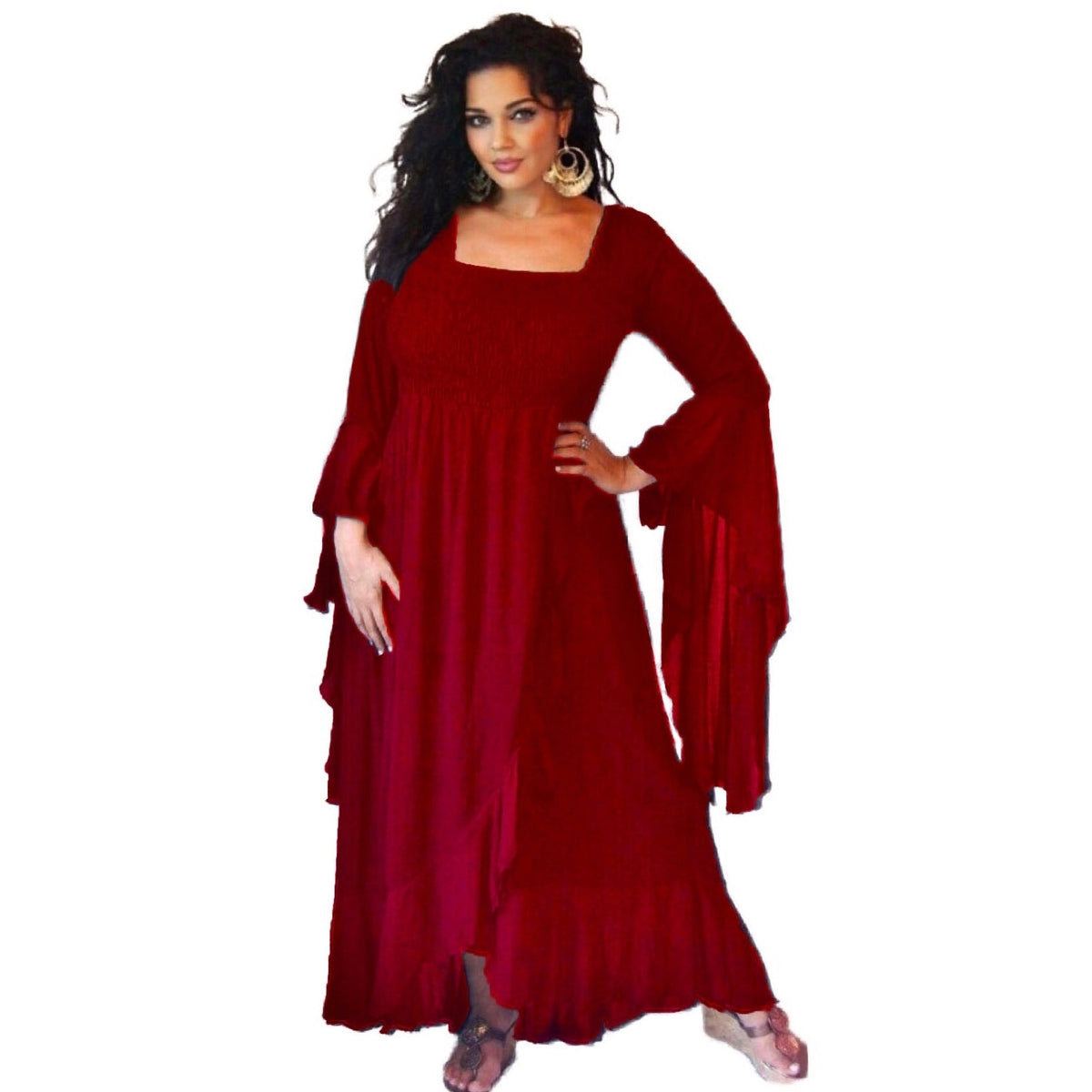 Ariya Ruffle Wrap Dress with Waterfall Sleeves