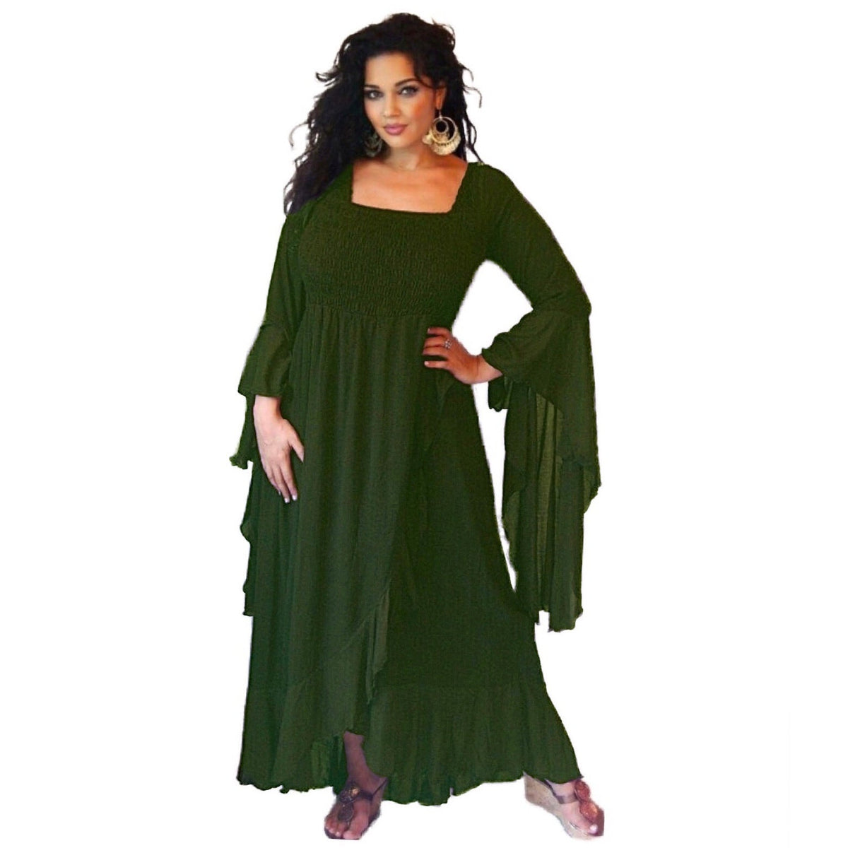 Ariya Ruffle Wrap Dress with Waterfall Sleeves