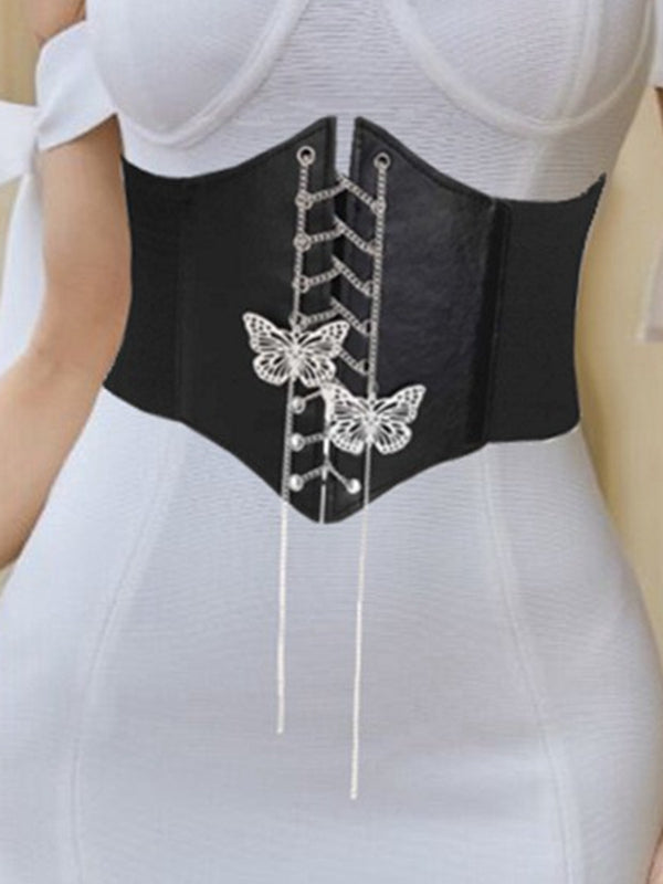 Butterfly Metal Chain Lace-up Shapewear