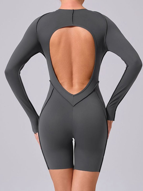 Heart Backless Long Sleeves Romper