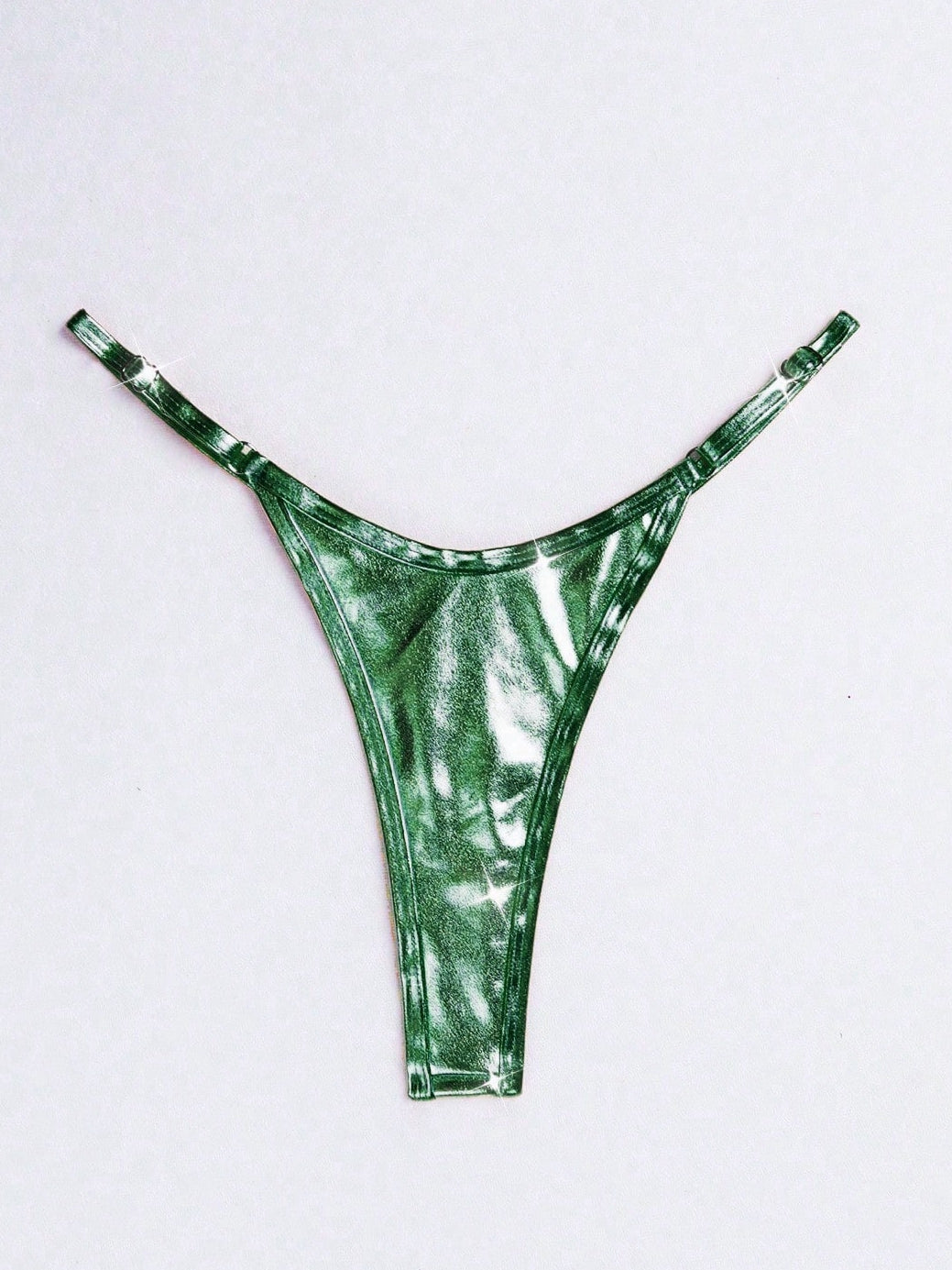 Glossy PU T-back Panties