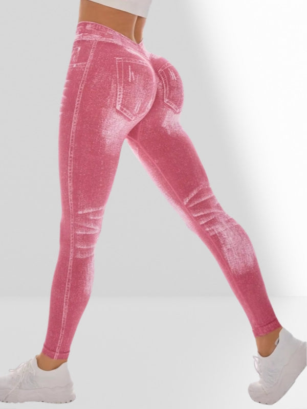Deep V Back Denim Scrunch Bum Short Traksuit