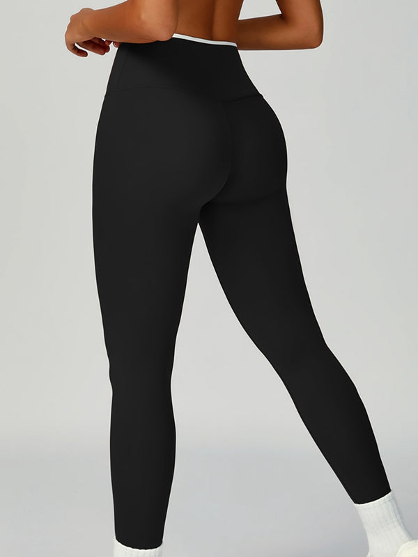 Contrast Color Stripe High-rise Flare Leggings