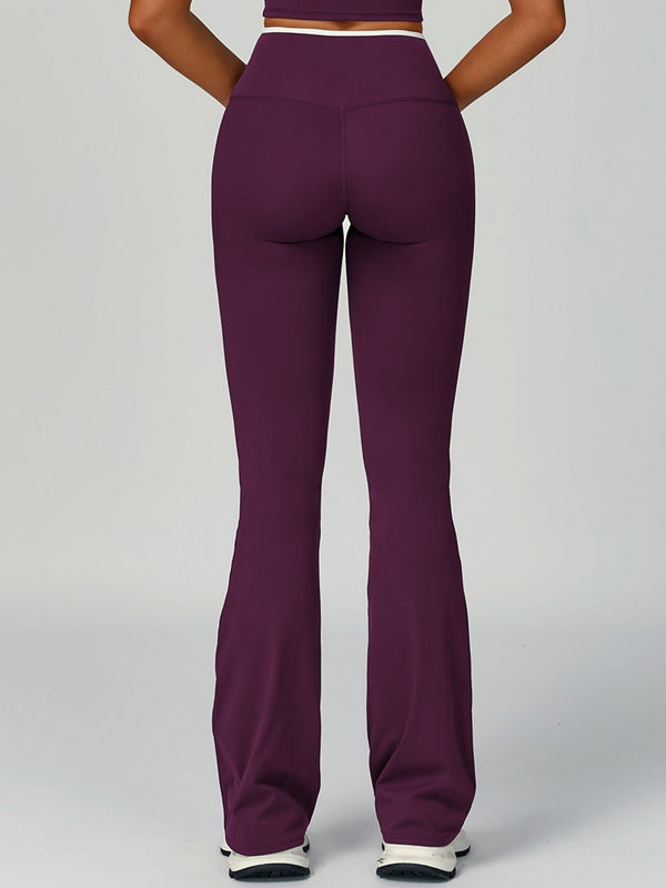 Contrast Color Stripe High-rise Flare Leggings