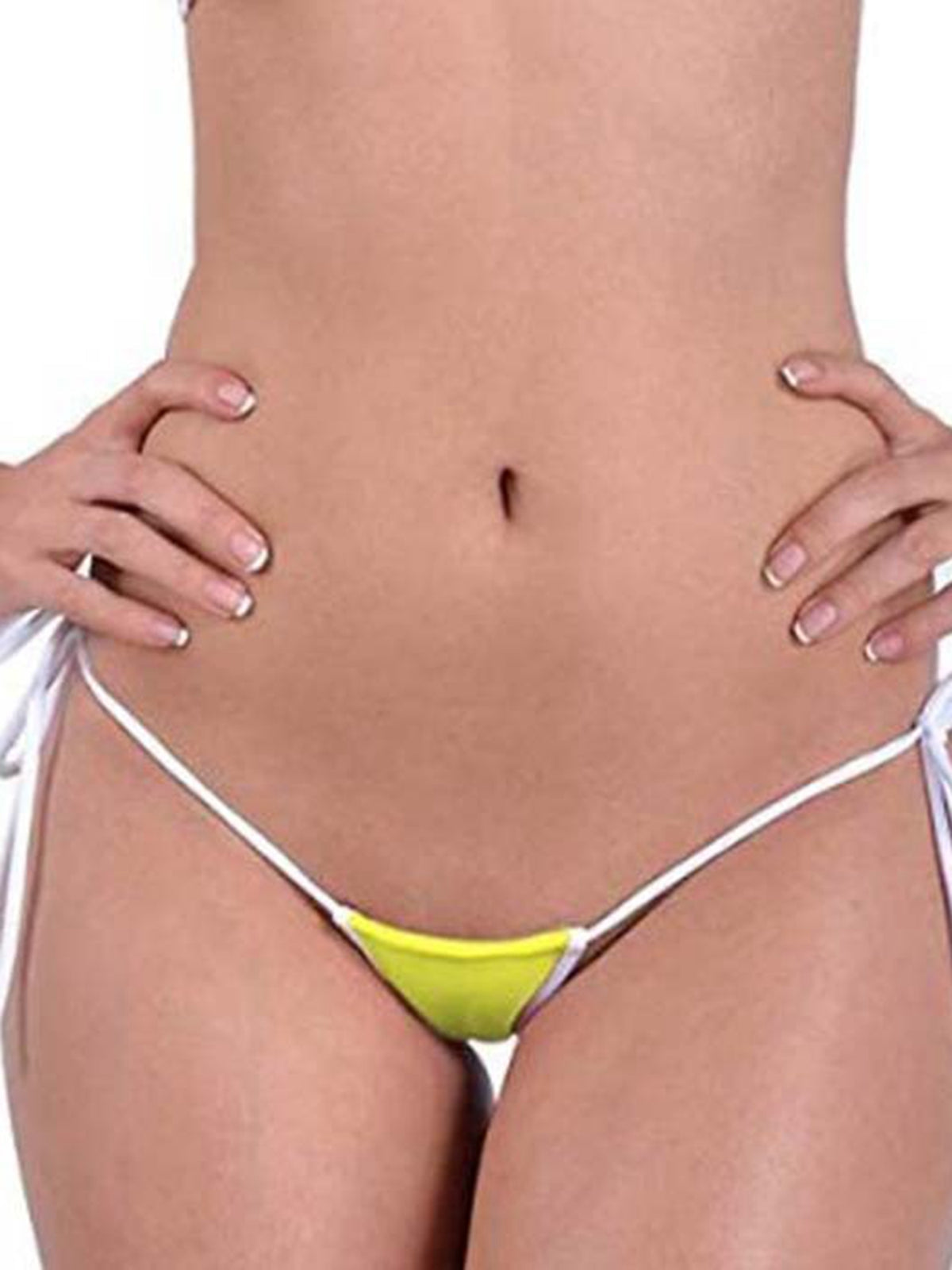 Contrast Color Lace-up T-back Panties