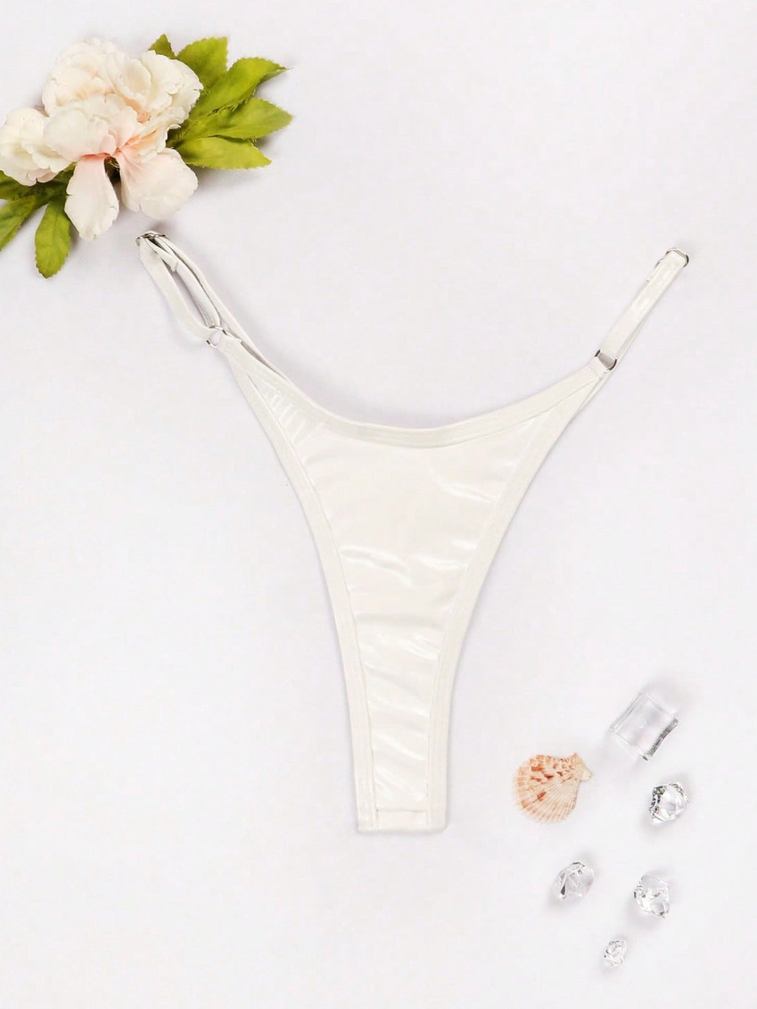 Glossy PU T-back Panties