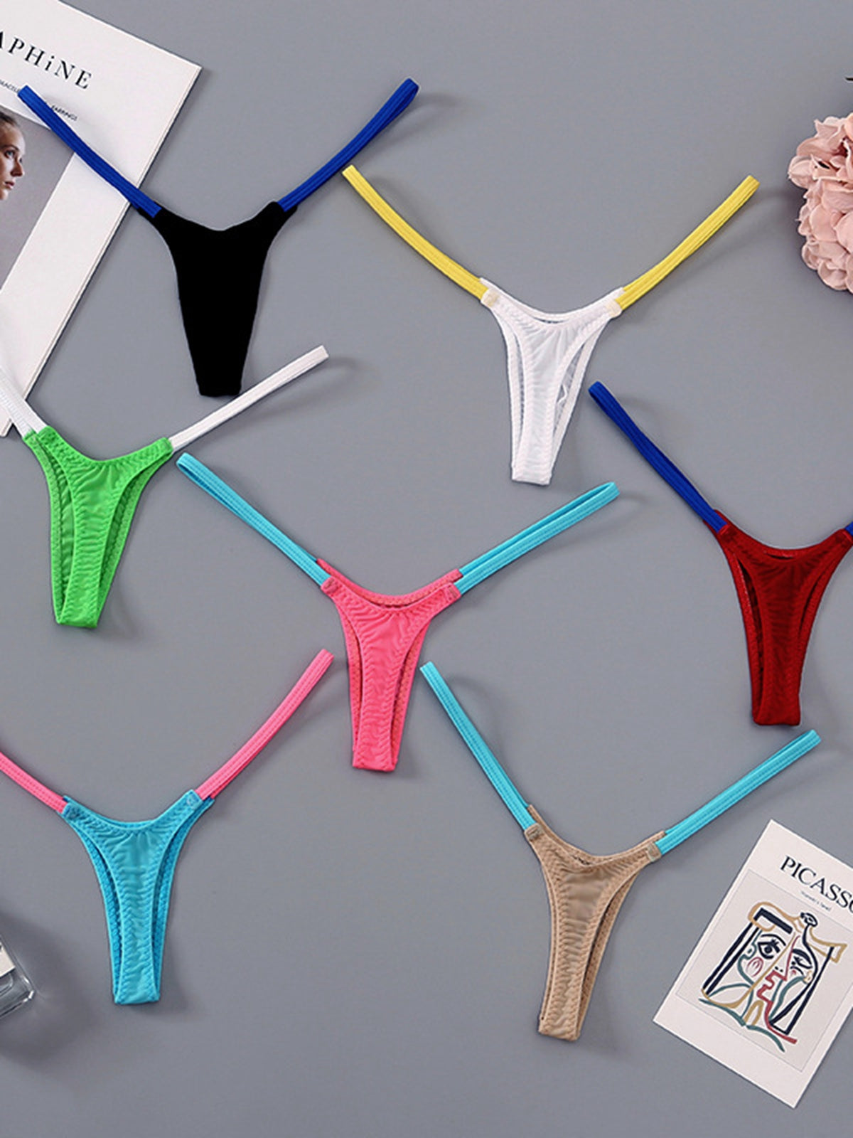 Contrast Color T-back Panties