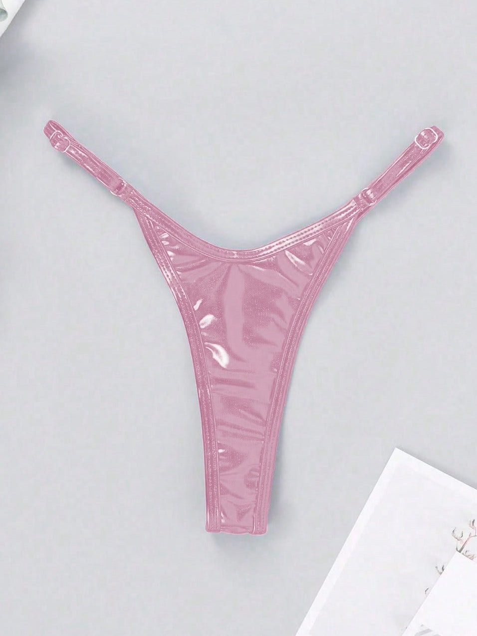 Glossy PU T-back Panties