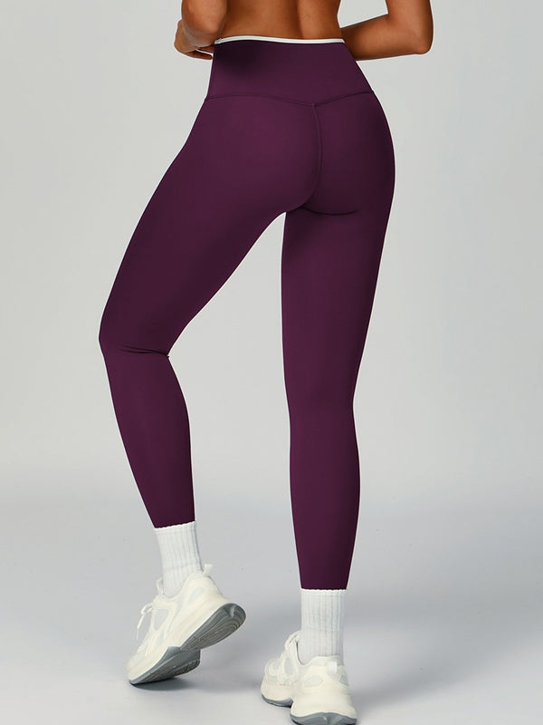 Contrast Color Stripe High-rise Flare Leggings