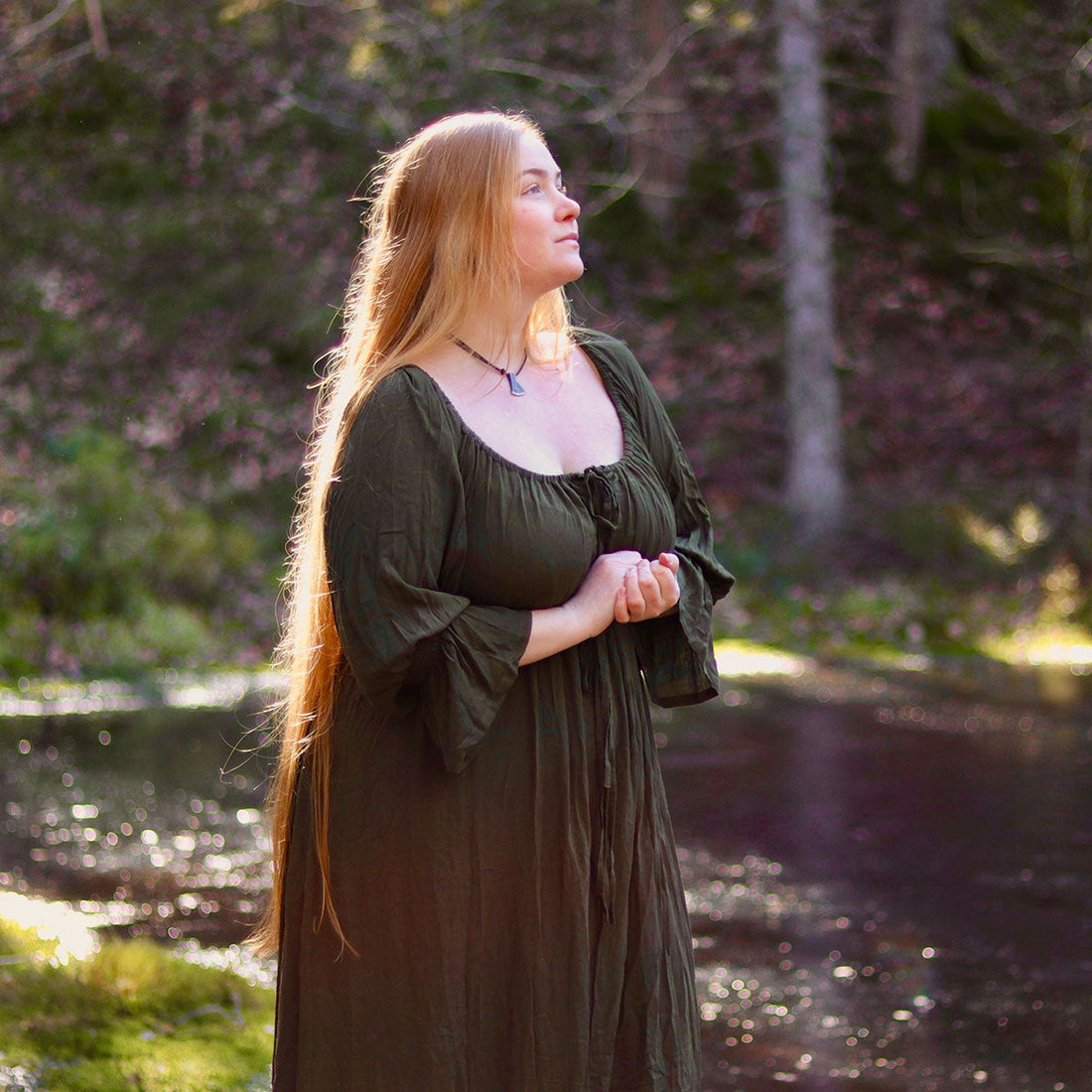 Josephine Crinkle Rayon Empire Maxi Long Dress