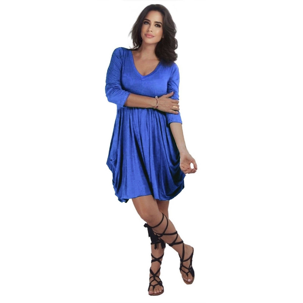 Eva Lycra Rayon Stunning 3/4 Sleeve Baby Doll Vintage Short Dress