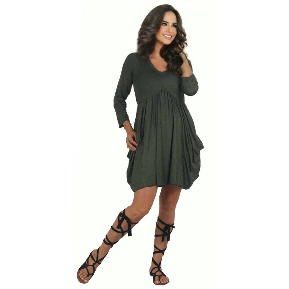 Eva Lycra Rayon Stunning 3/4 Sleeve Baby Doll Vintage Short Dress