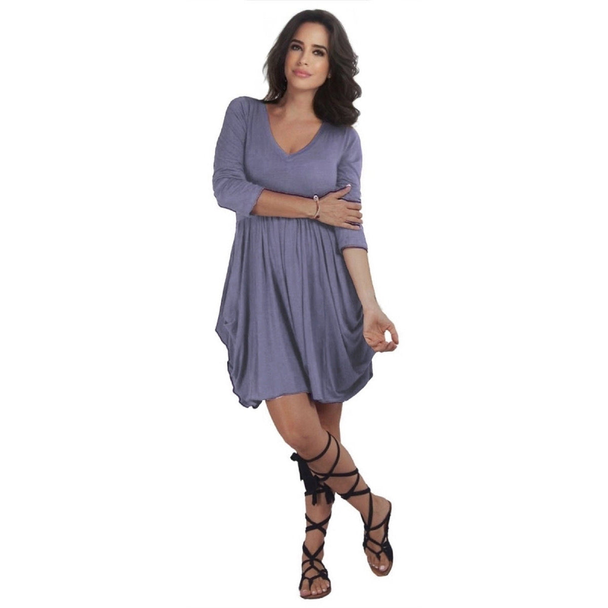 Eva Lycra Rayon Stunning 3/4 Sleeve Baby Doll Vintage Short Dress