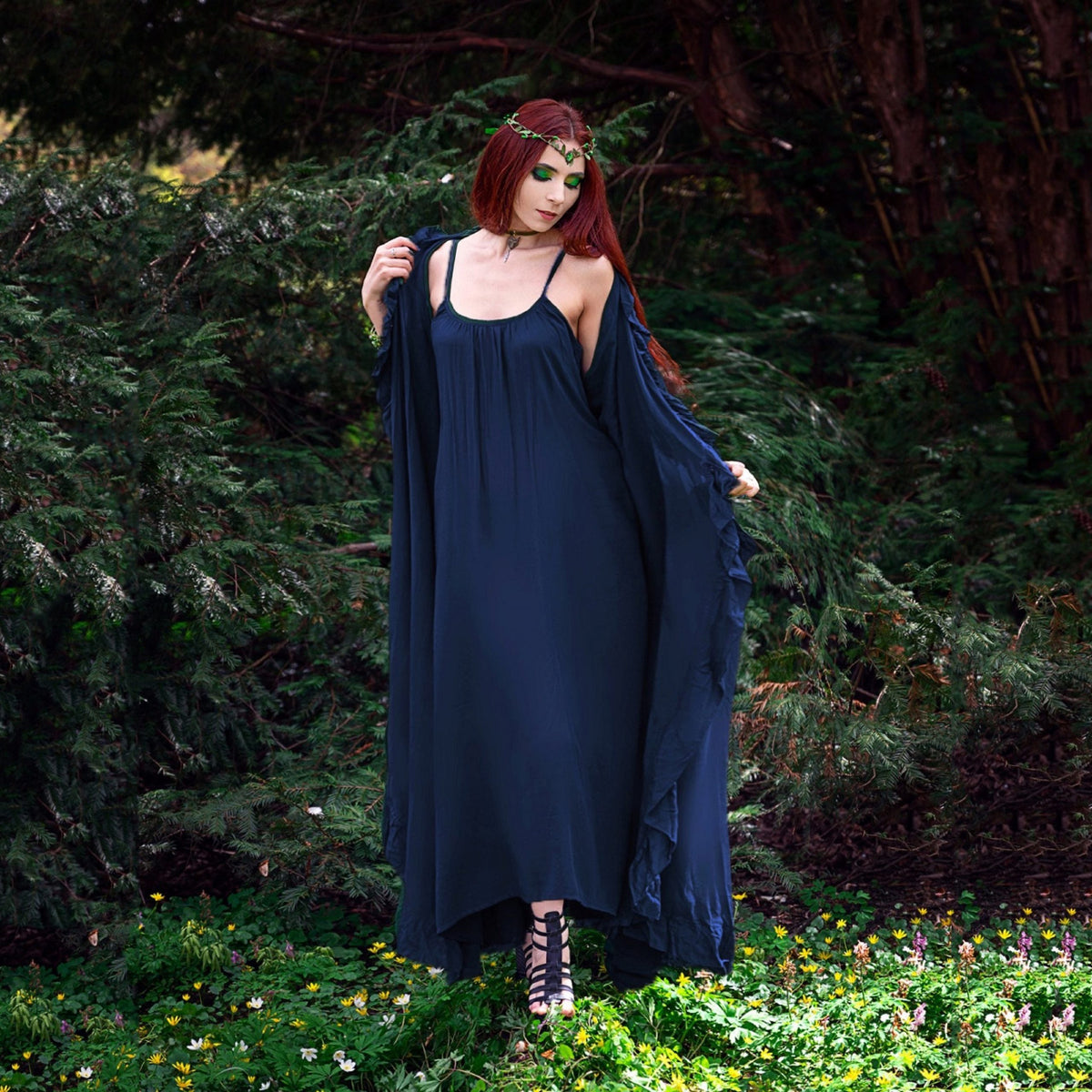 Anya Renaissance Tie Belt Ruffle Wrap Kimono and Dress