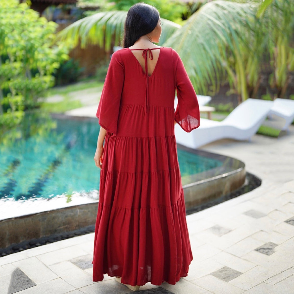 Shelby Button-Down Tie Back Babydoll Empire Dress