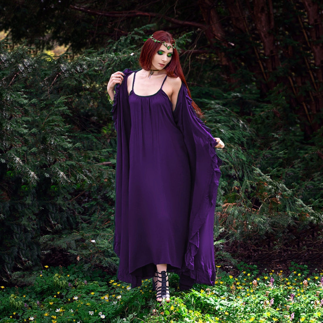 Anya Renaissance Tie Belt Ruffle Wrap Kimono and Dress