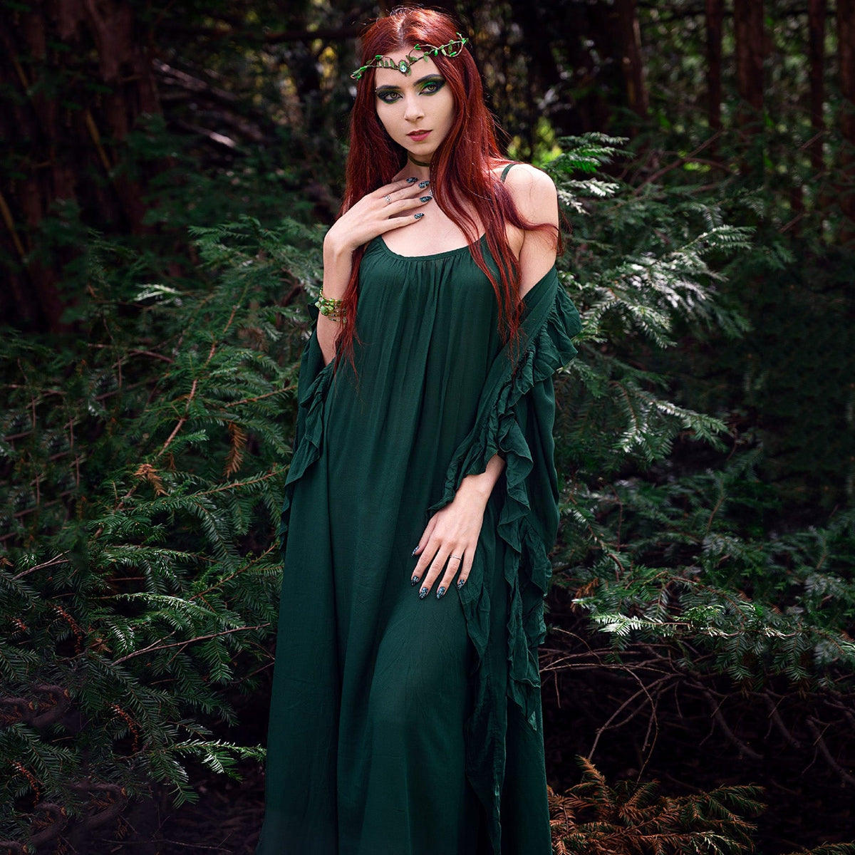 Anya Renaissance Tie Belt Ruffle Wrap Kimono and Dress