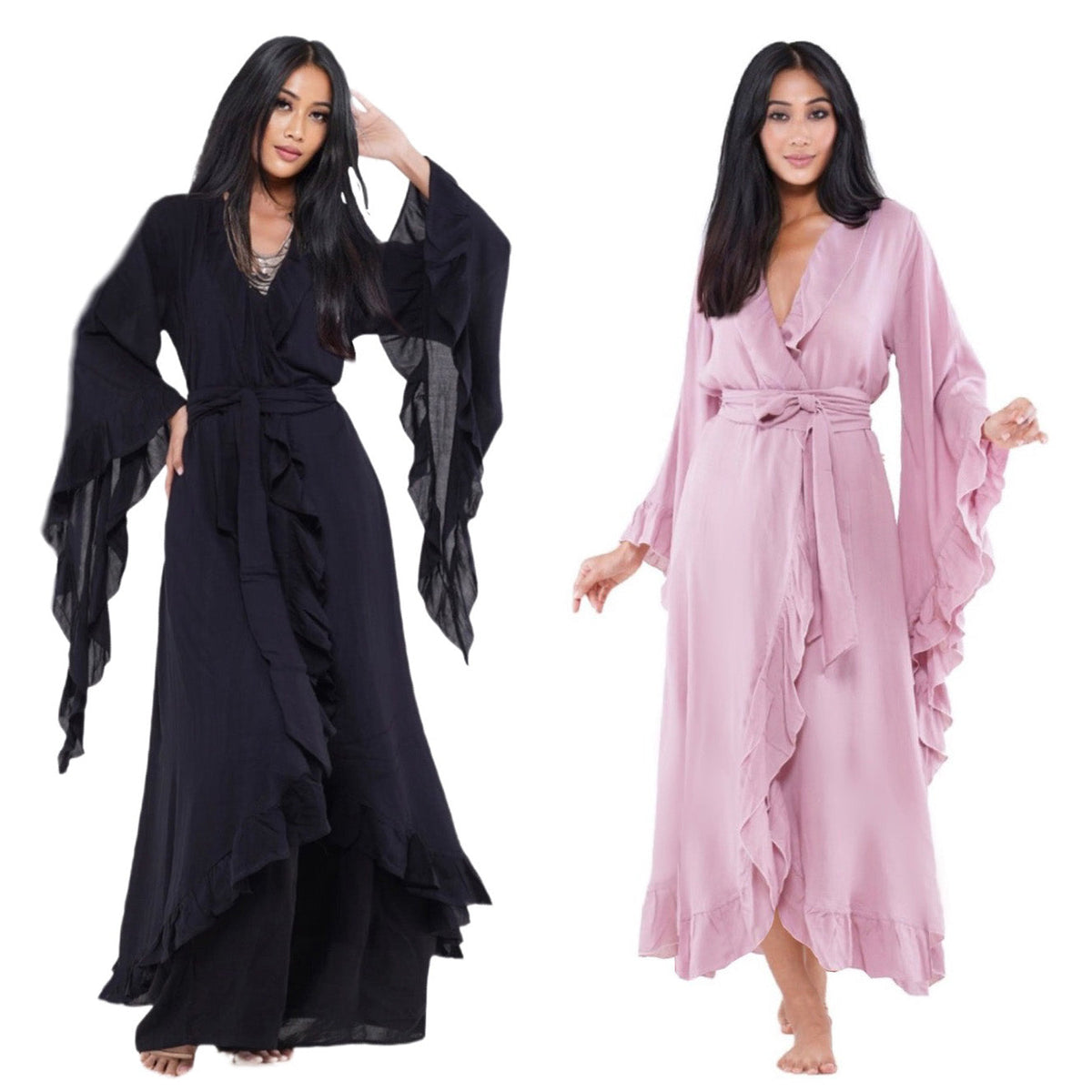 Anya Renaissance Tie Belt Ruffle Wrap Kimono and Dress