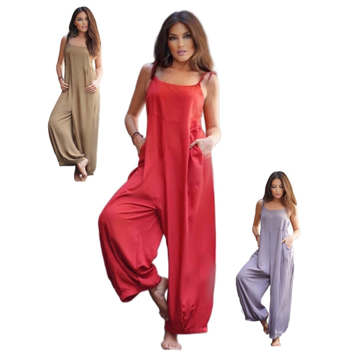 Aviana Elegant One Piece Spaghetti Strap Boho Jumpsuit