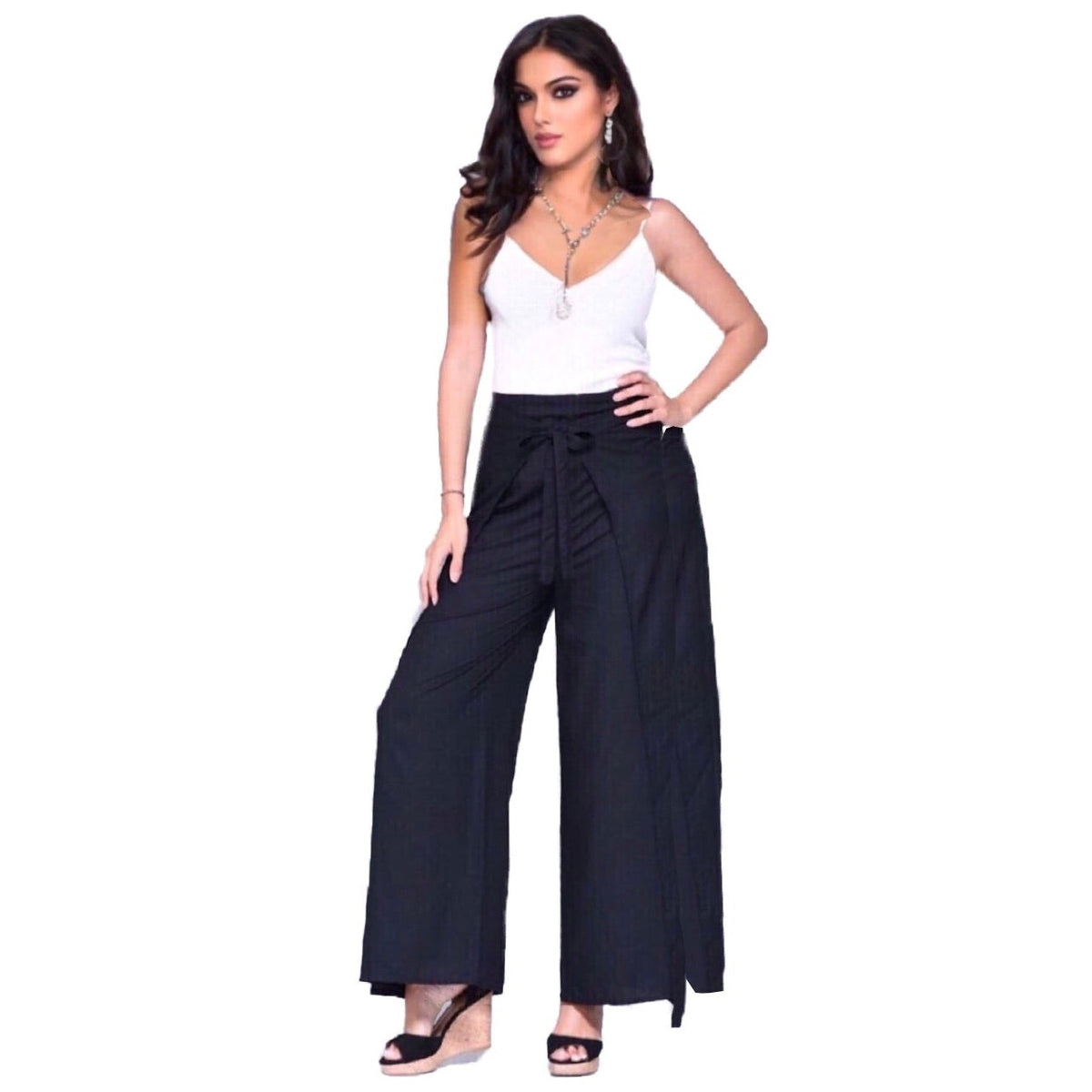 Nicole  Wrap Tie Boho Palazzo Wide Leg Pant