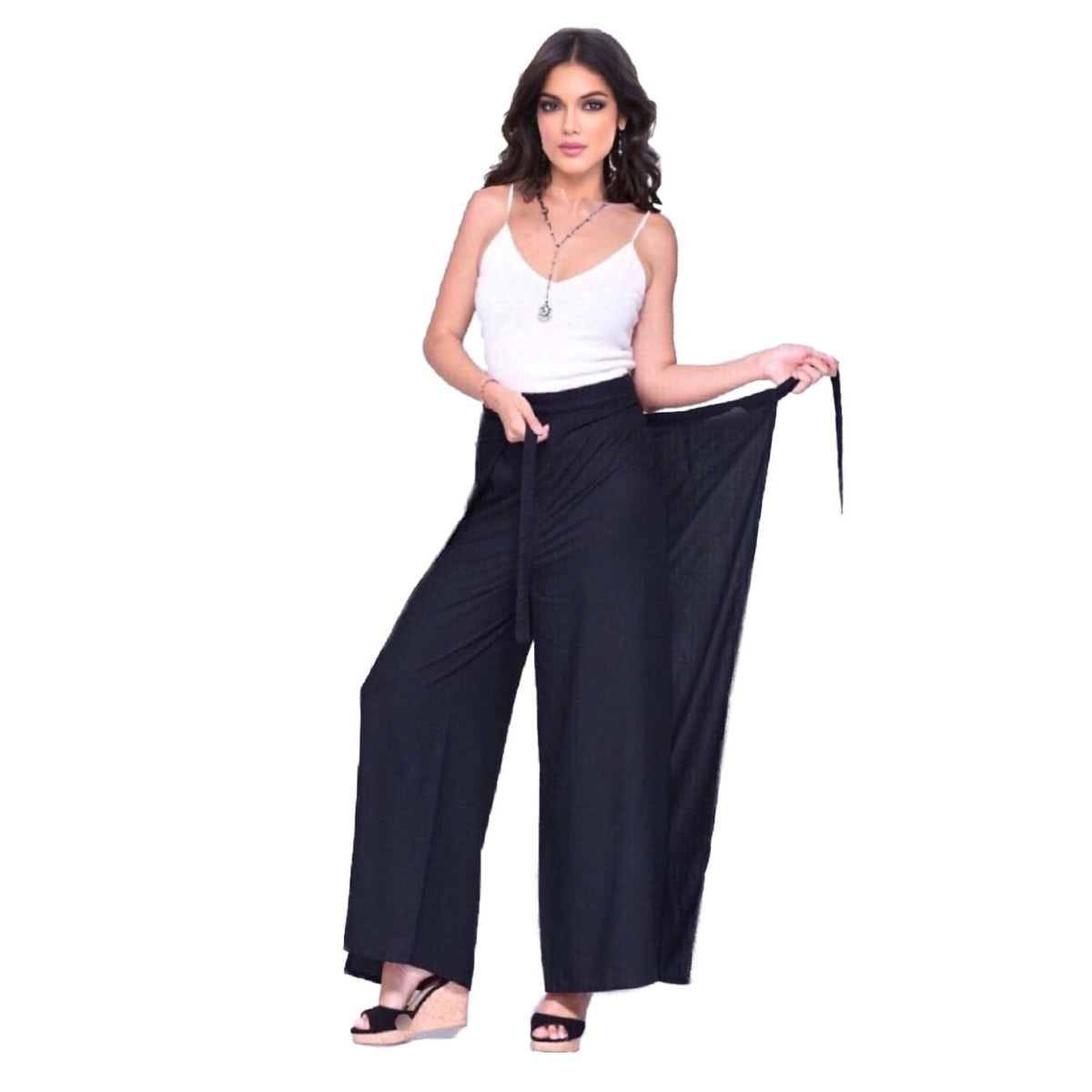 Nicole  Wrap Tie Boho Palazzo Wide Leg Pant