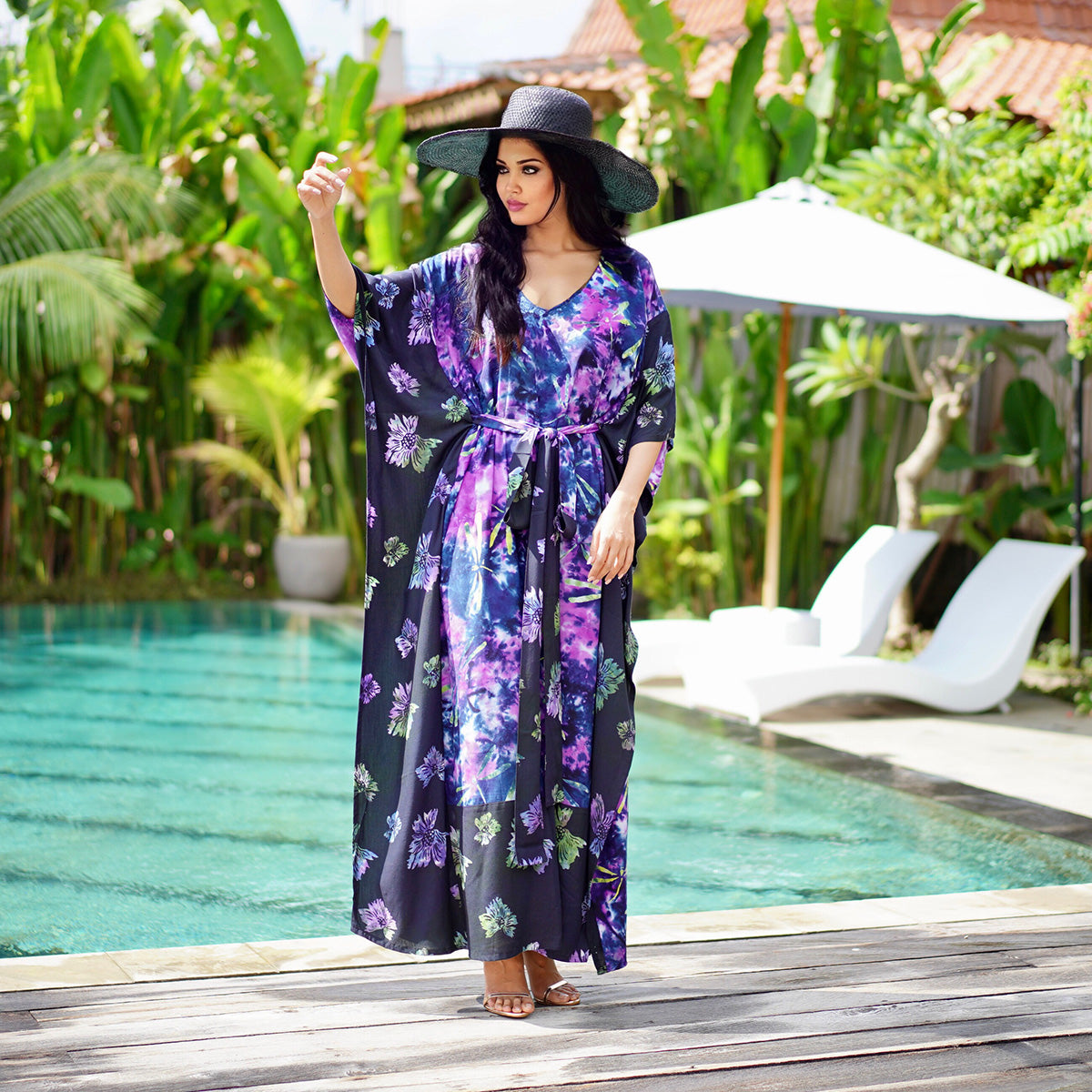 Kyleigh Boho Bali Batik Caftan Maxi Dress