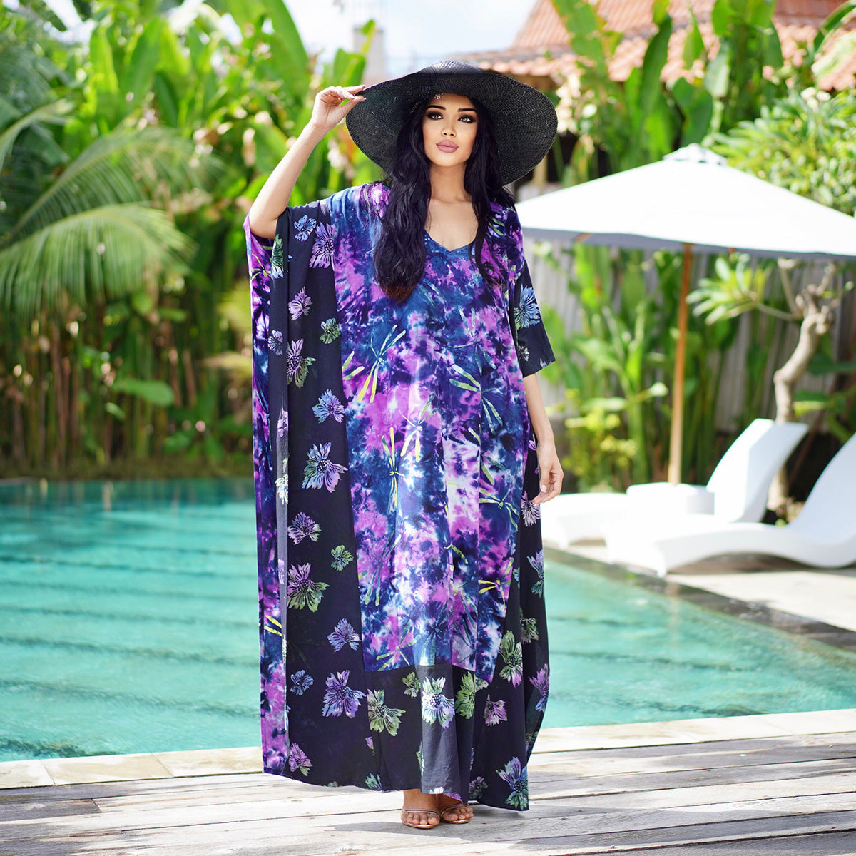 Kyleigh Boho Bali Batik Caftan Maxi Dress
