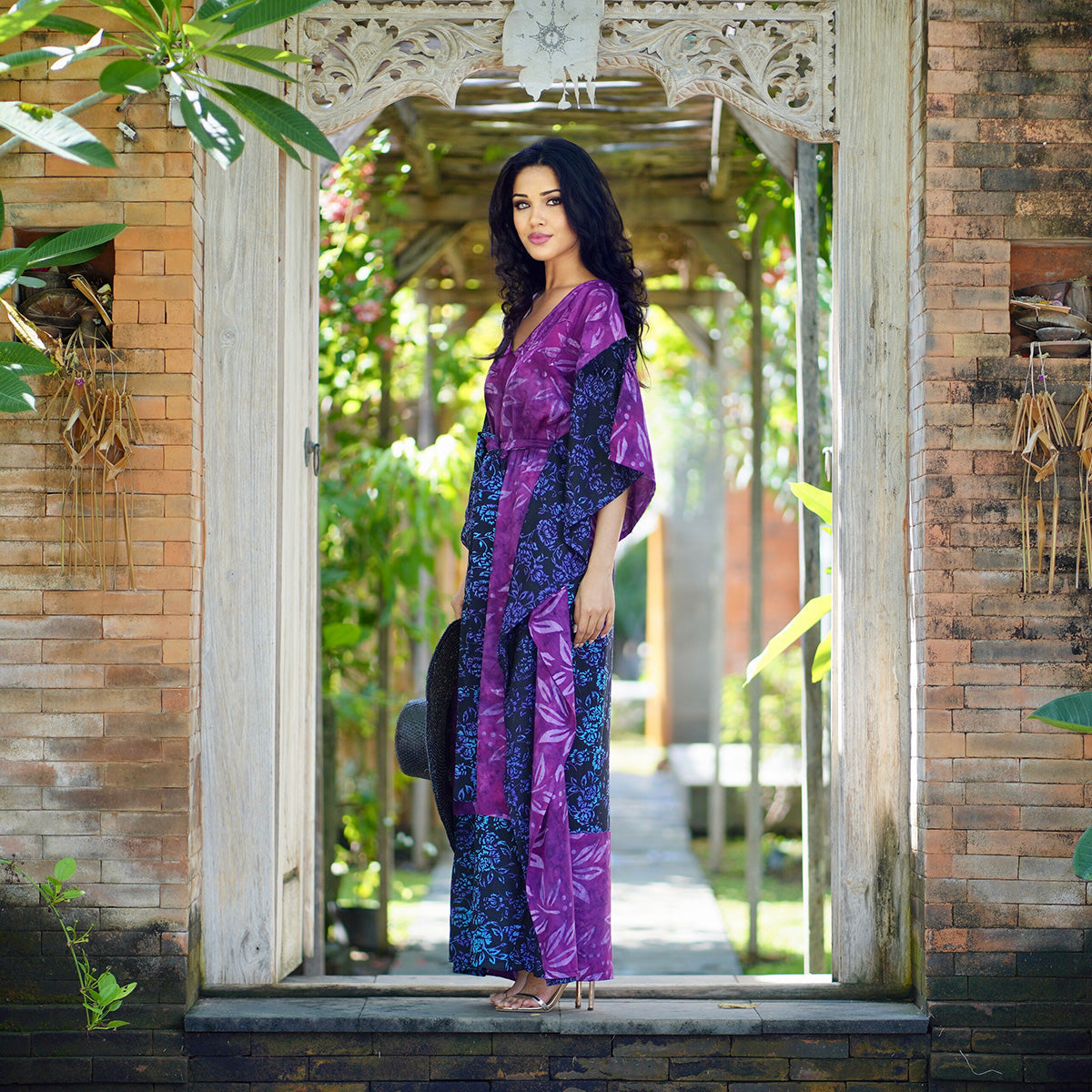 Kyleigh Boho Bali Batik Caftan Maxi Dress
