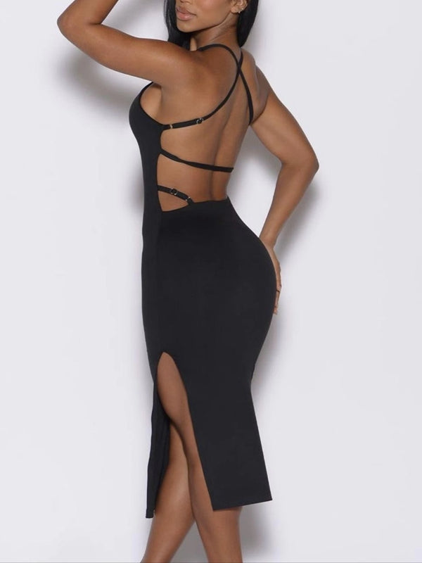 Cross Back Split Dress