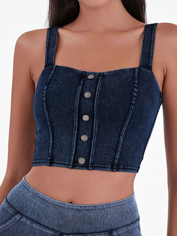 Denim Button Tank