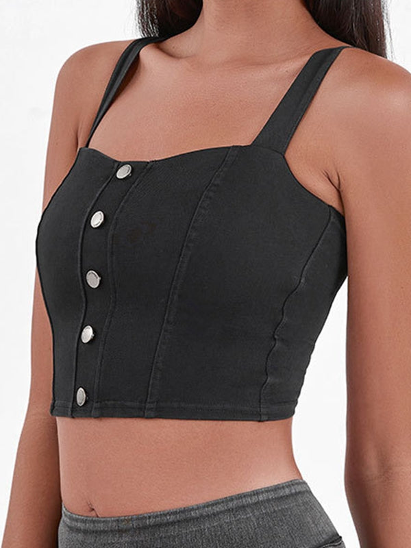 Denim Button Tank